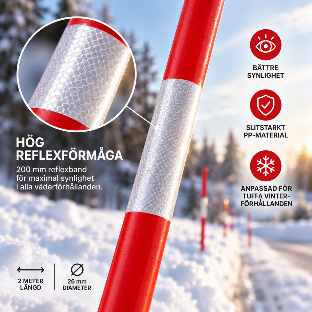 Snömarkeringskäpp Röd typ J:son 100-pack  - 10740-4