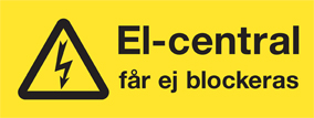 Varningsskylt Elcentral får ej blockeras - 10484
