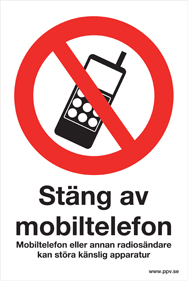 Förbudsskylt Stäng av mobiltelefonen - 10507
