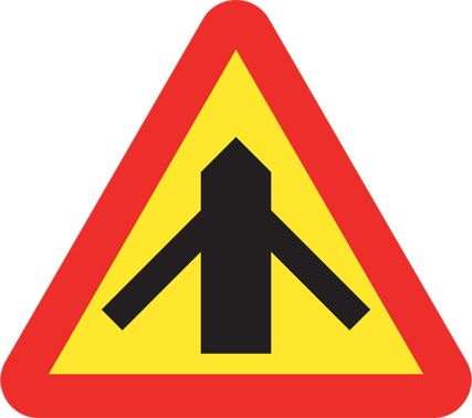 A29-2 Varning för vägkorsning där trafikanter på anslutande väg har väjningsplikt eller stopplikt - A29-2
