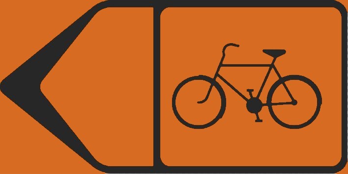Skylt ABS Cyklister hänvisas till vänster - H00156
