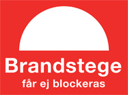 Brandskylt Brandstege får ej blockeras 200x150mm - 10638