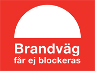 Brandskylt Brandväg får ej blockeras 300x200mm - 10664