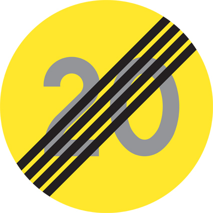 C32-2 Tillfällig hastighetsbegränsning upphör 20 km/h - C32-2
