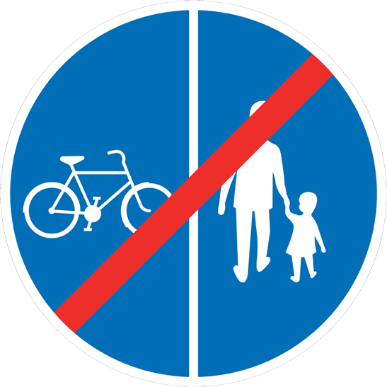 D11-5 Slut på påbjuden bana, körfält, väg eller led (gång- och cykelbana) - D11-5