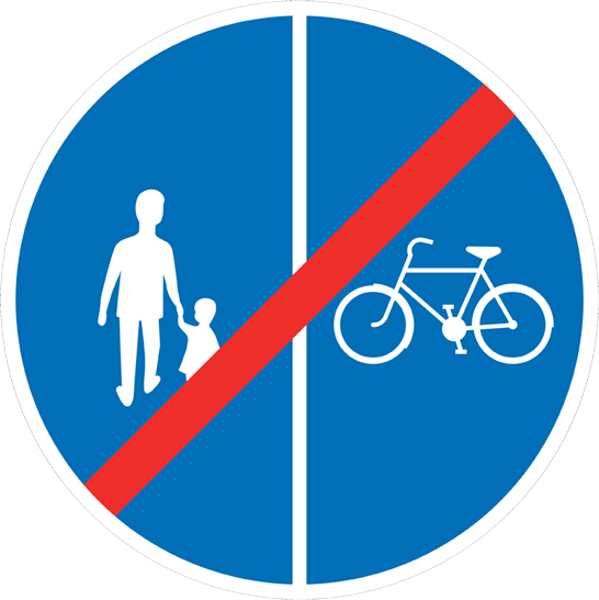 D11-6 Slut på påbjuden bana, körfält, väg eller led (gång- och cykelbana) - D11-6