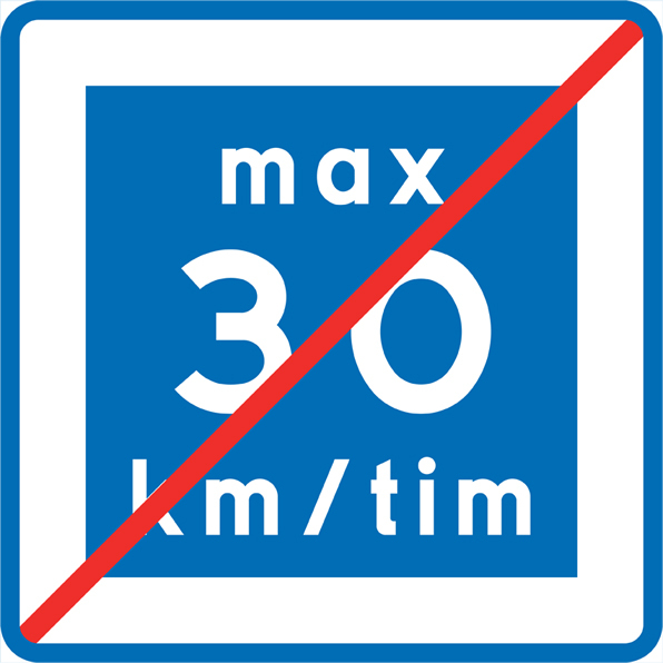 E12-3 Rekommenderad lägre hastighet upphör max 30 km/h - E12-3