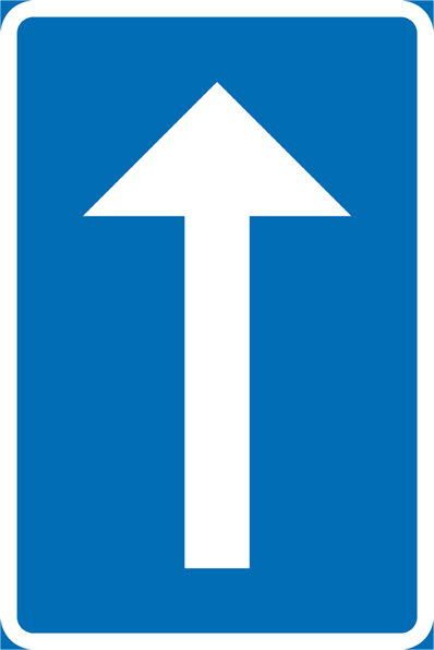 E16-2 Enkelriktad trafik rakt fram - E16-2