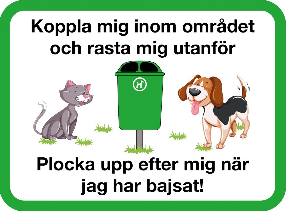 Skylt - Koppla hund och katt inom området KVL - 10515-2