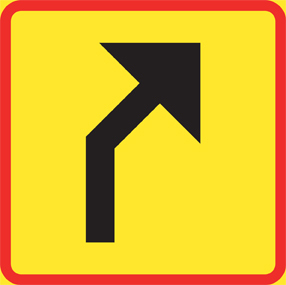 T12-2 Riktning höger 45° Röd/gul - TA12-2