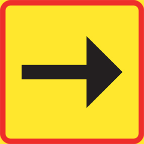 T12-7 Riktning rakt höger Röd/gul - TA12-7