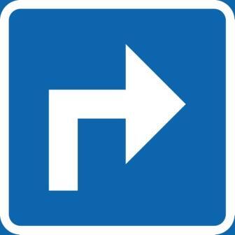 T12-1 Riktning höger 90° Blå/vit - TD12-1