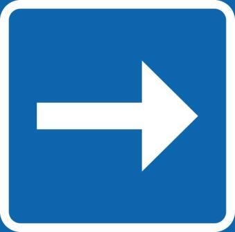 T12-7 Riktning rakt höger Blå/vit - TD12-7