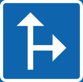 T12-10 Riktning Rakt fram+Höger 90° Blå/vit - TD12-10