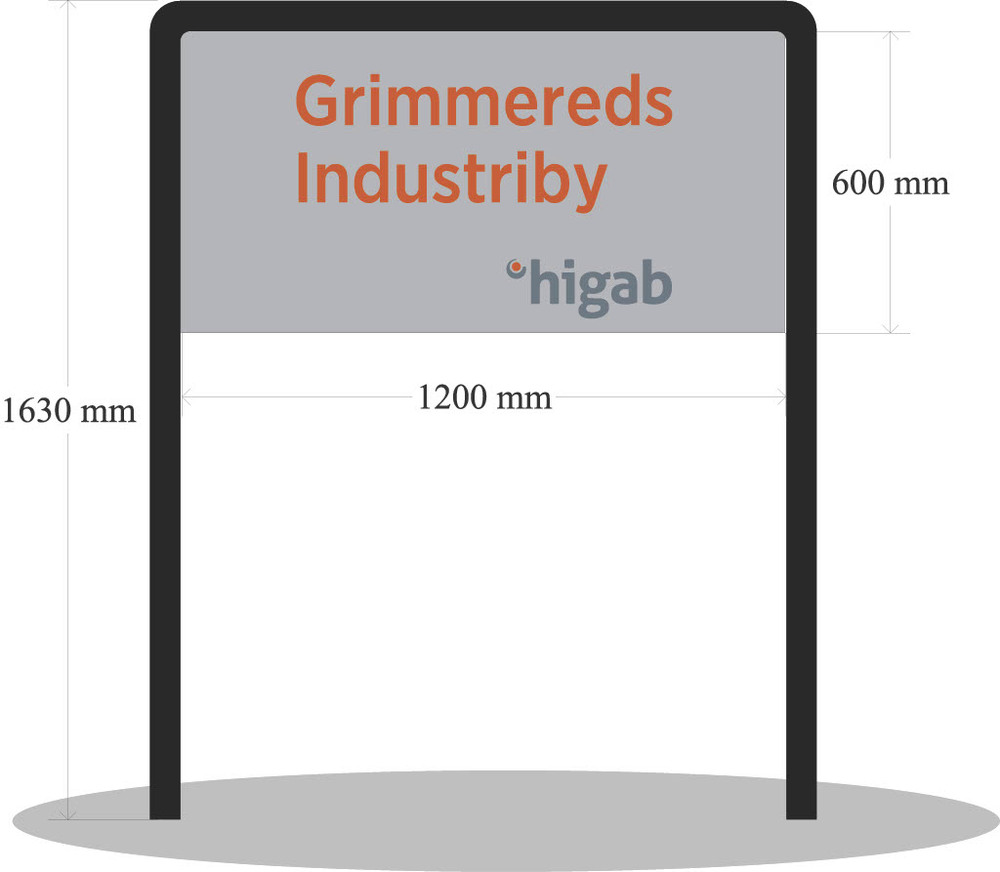 Informationsskylt i båge utan armatur 1200x2050mm  - I-1200X600