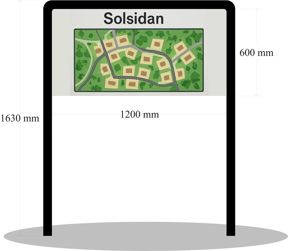 Informationsskylt i båge utan armatur 1200x2050mm  - I-1200X600