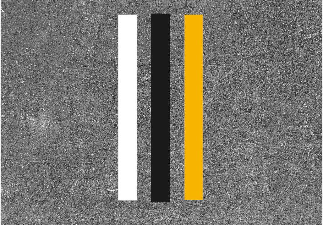 Vita, svarta och gula linjer