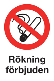 Förbudsdekal Rökning förbjuden