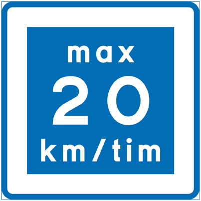 E11-20 Rekommenderad hastighet max 20 km/tim KVRL