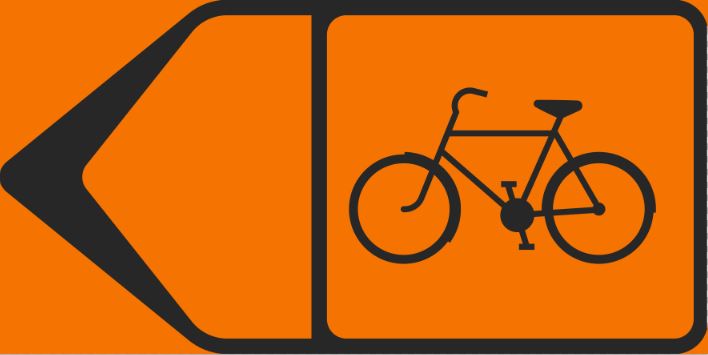 Skylt ABS Cyklister hänvisas till vänster