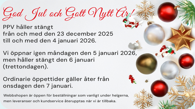God jul önskar PPV, öppettider jul