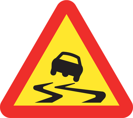 A10 Varning för slirig väg - A10