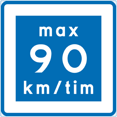 E11-9 Rekommenderad lägre hastighet max 90 km/h - E11-9
