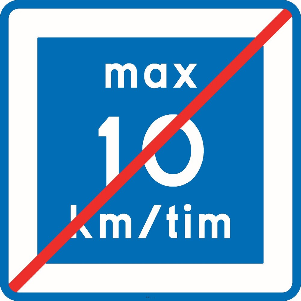 E12-1 Rekommenderad lägre hastighet upphör max 10 km/h - E12-1