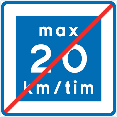 E12-2 Rekommenderad lägre hastighet upphör max 20 km/h - E12-2