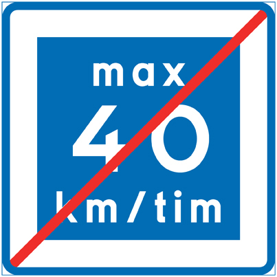 E12-4 Rekommenderad lägre hastighet upphör max 40 km/h - E12-4