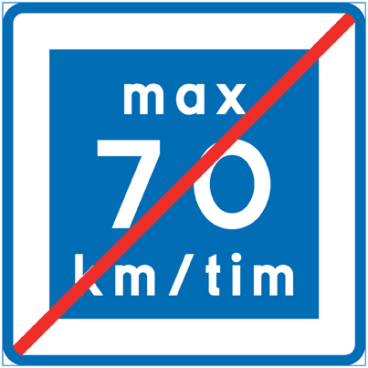 E12-7 Rekommenderad lägre hastighet upphör max 70 km/h - E12-7