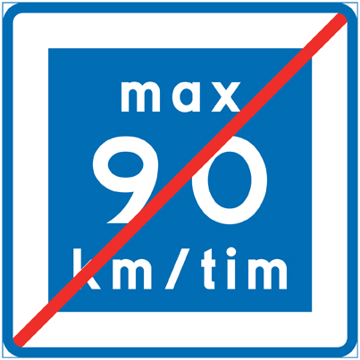 E12-9 Rekommenderad lägre hastighet upphör max 90 km/h - E12-9