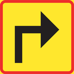 T12-1 Riktning höger 90° Röd/gul - TA12-1