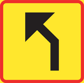 T12-4 Riktning vänster 45° Röd/gul - TA12-4