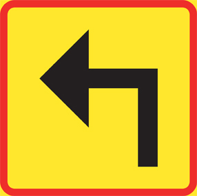 T12-5 Riktning vänster 90° Röd/gul - TA12-5