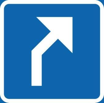 T12-2 Riktning höger 45° Blå/vit - TD12-2