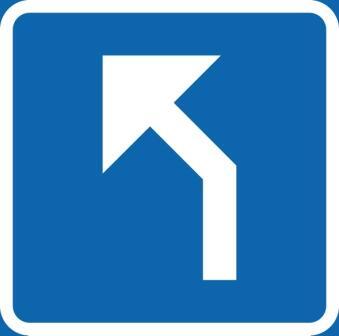 T12-4 Riktning vänster 45° Blå/vit - TD12-4