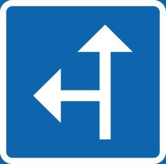 T12-9 Riktning Rakt fram+Vänster 90° Blå/vit - TD12-9