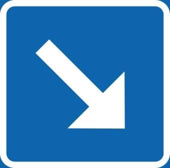 T12-11 Riktning ner till höger Blå/vit - TD12-11